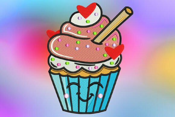 Cute Strawberry Heart Cupcake