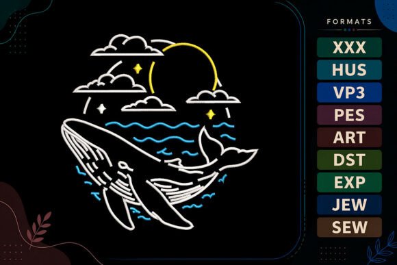Whale Ocean Summer Sea Embroidery